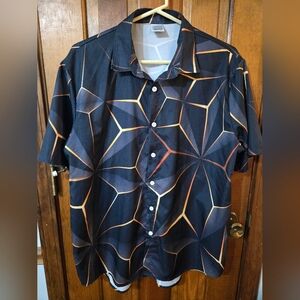 Geometric Black and Orange Men's Shirt